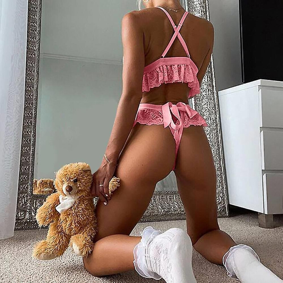 (Pink, M) Women Sexy Lace Lingerie Set  Underwear Set Nightwear Sleepwear-image-OPC-PCJKWZV-NEW