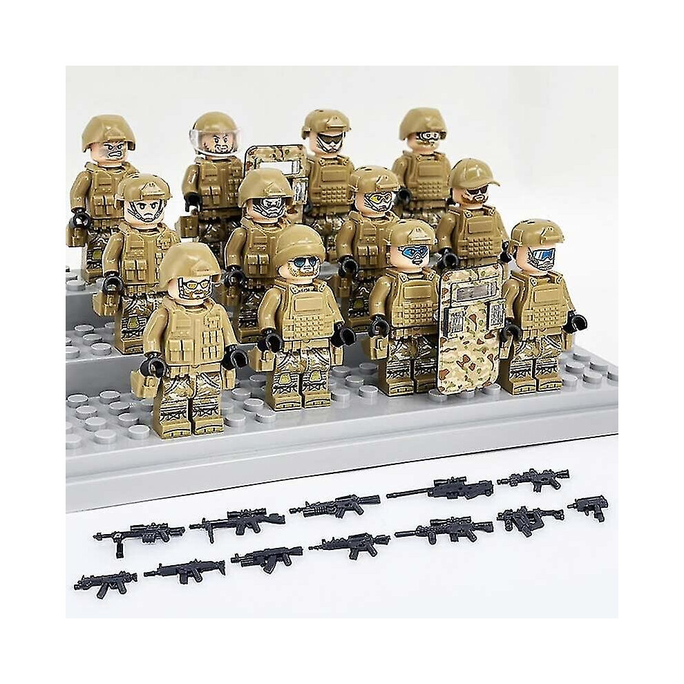 12pcs Military Figures Set, Camouflage Special Forces Figures, Mini Soldiers Military Base Toys With Weapons