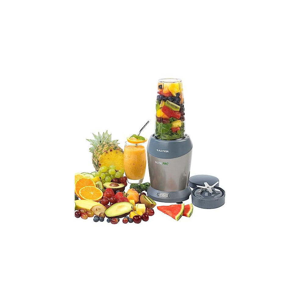 Salter EK2002V5SILVER NutriPro Blender - 1L BPA Free Blending Cup, Stainless Steel Blade, Chop & Crush, One Touch Operation Nutrient Release