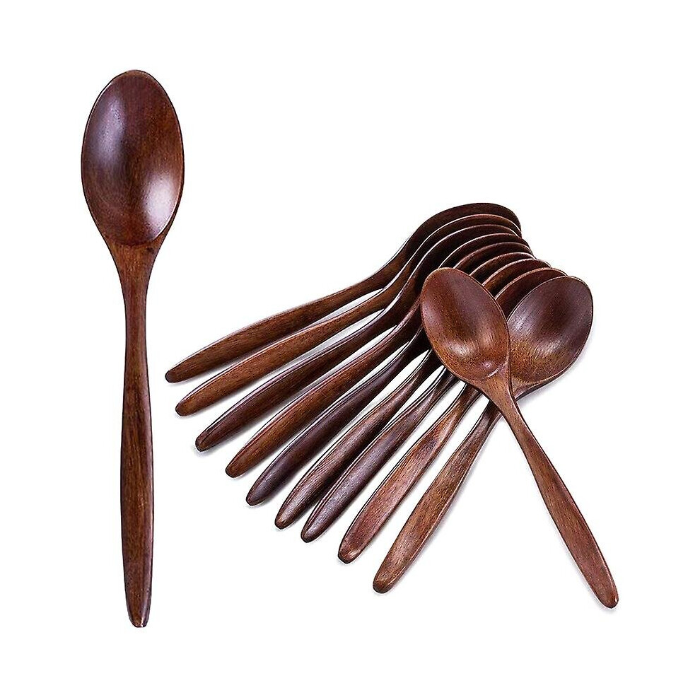 Wooden Spoons, 10 Pcs Wood Soup Spoon Set, Long Handle Natural Wood Table Spoons For Eating Mixing