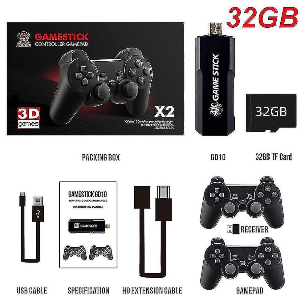 Gd10 Game Stick Built-in 40000 Games 128gb/64gb/32gb 2.4g Wireless Controller Hd Retro Video Game Console 4k Hd Video Game Console