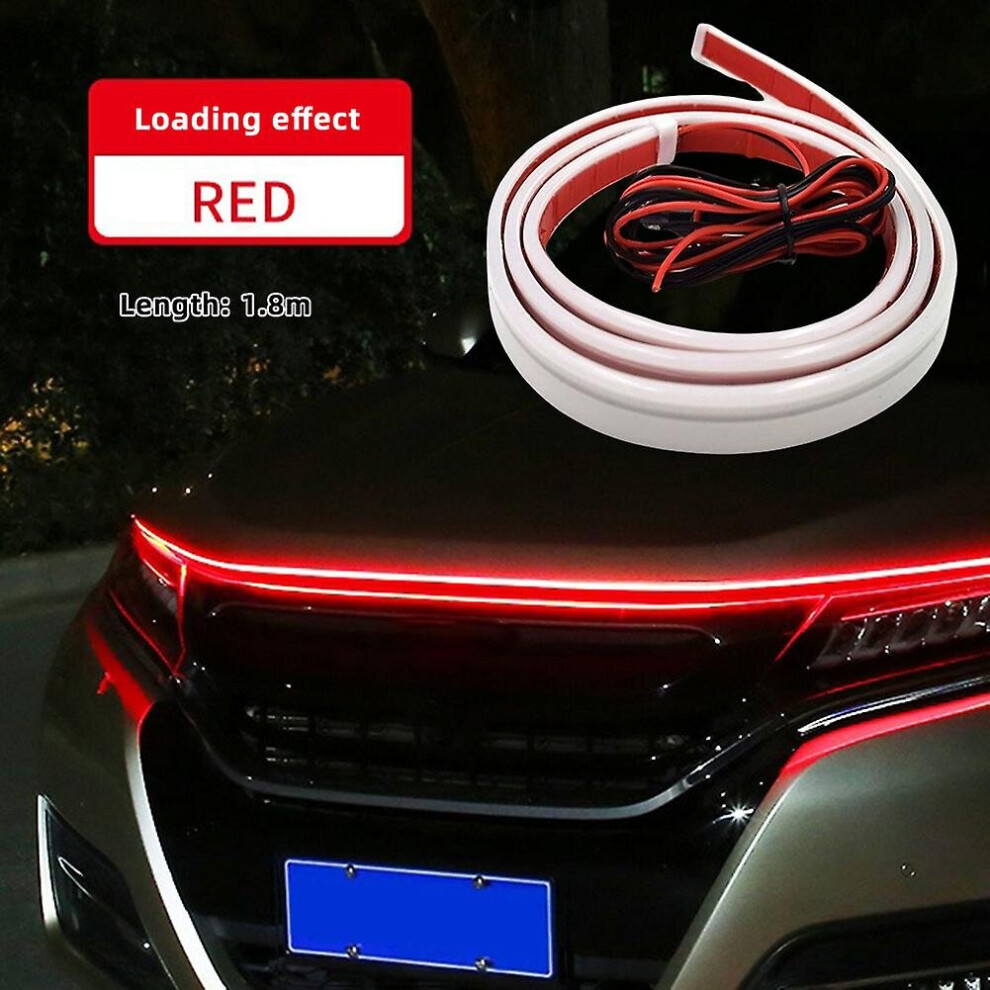 (, Start Scanning 1.8M) Dynamics Scan Start Up Hoodbeam Kit Flexible Soft Led Strip Car Hood Led Daytime Running Strip For Suvs Trucks Red/Light