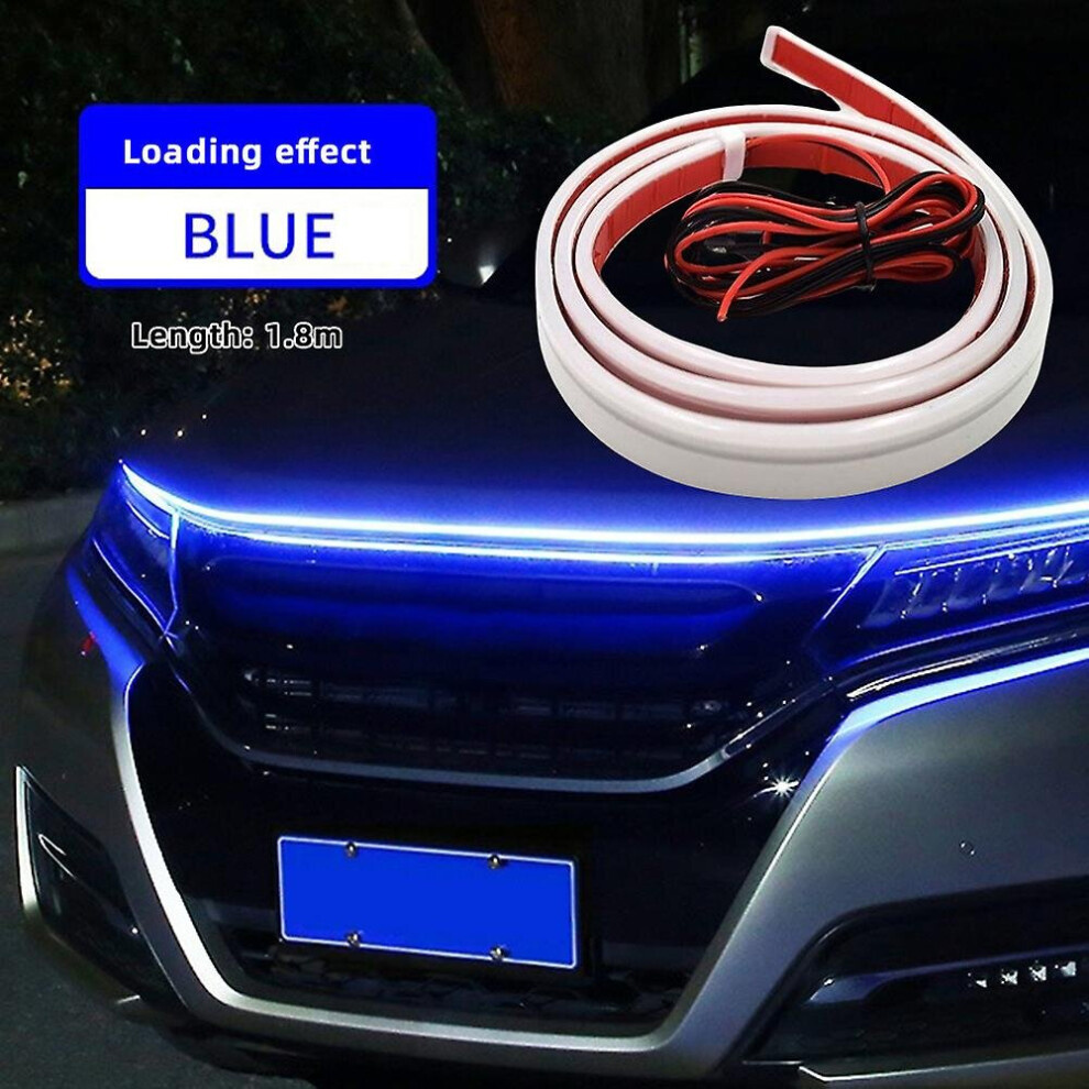 (, Start Scanning 1.8M) Dynamics Scan Start Up Hoodbeam Kit Flexible Soft Led Strip Car Hood Led Daytime Running Strip For Suvs Trucks Blue/Light