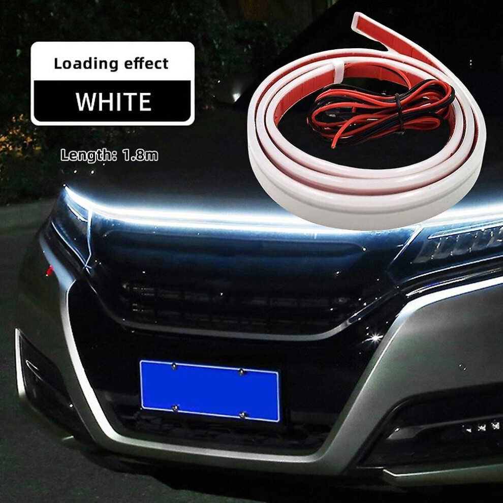 (, Start Scanning 1.8M) Dynamics Scan Start Up Hoodbeam Kit Flexible Soft Led Strip Car Hood Led Daytime Running Strip For Suvs Truck White/Light