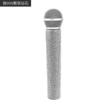 Silver Diamond Fake Microphone Prop for Kids - ABS Resin Toy for Photography & Performance Training, Non-Sound