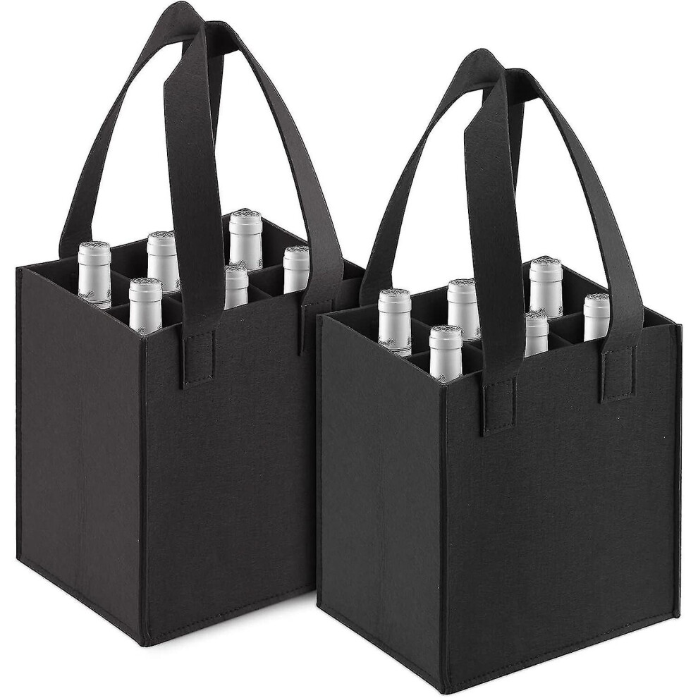 2pcs Bottle Tote 6 Compartment Felt Wine Bag