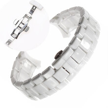 (18mm, White silver) 18mm 22mm Ceramic Strap For Armani Watch Ar1400 Ar1410 Ar1402 Ar1401 Men Women Band Bracelet Belt Black White Butterfly Button