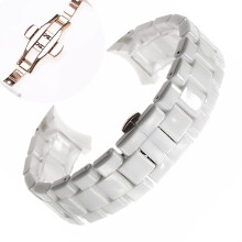 (22mm, White rose gold) 18mm 22mm Ceramic Strap For Armani Watch Ar1400 Ar1410 Ar1402 Ar1401 Men Women Band Bracelet Belt Black White Butterfly Button