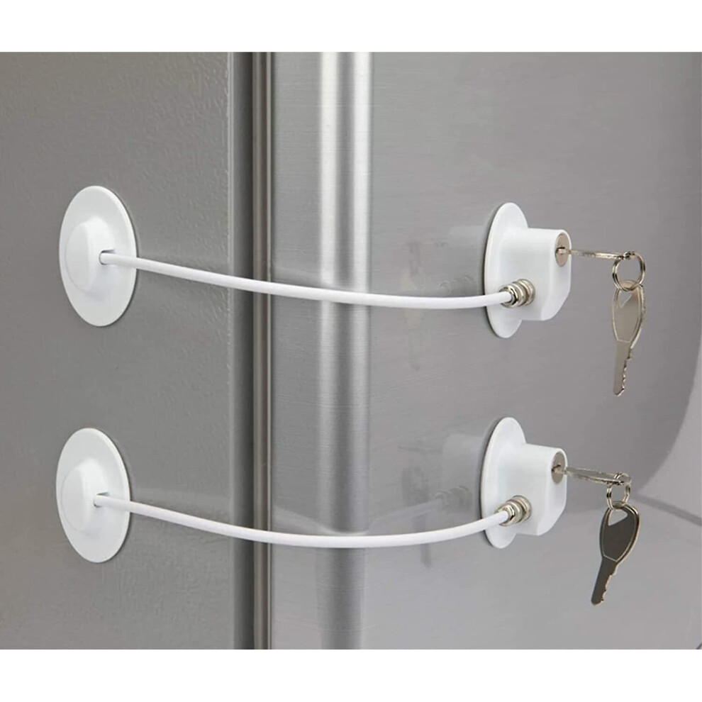 2 Pack Refrigerator Lock With 4 Keys, Refrigerator Lock Dorm Freezer Door Lock And Child Safety Cabinet Lock With Strong Adhesive