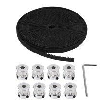 8pcs 5mm 20 Teeth Aluminum Timing Pulley Wheel 5 Meters Rubber Gt2 2mm Pitch 6mm Wide Timing Belt F