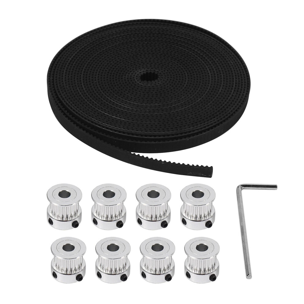 8pcs 5mm 20 Teeth Aluminum Timing Pulley Wheel 5 Meters Rubber Gt2 2mm Pitch 6mm Wide Timing Belt F