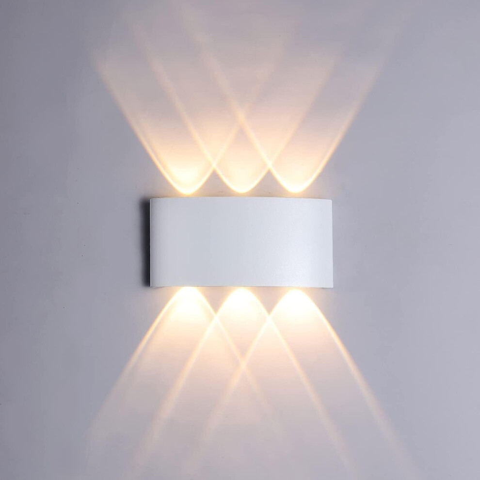 6W Led Wall 3000K Warm Ip65 Waterproof Wall Sconce, Decorative For Bedroom Hallway Living Room Staircase Hotel Bar Light/White