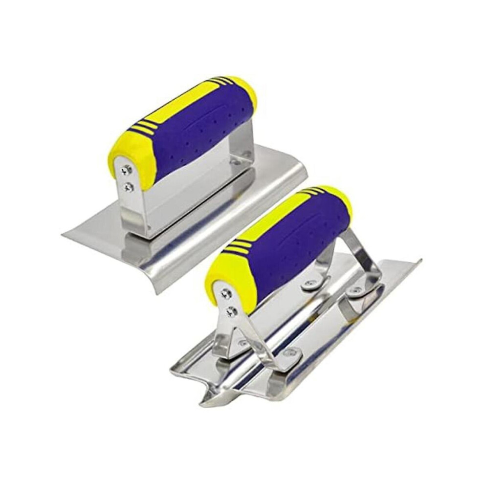 Stainless Steel Concrete Hand Edger & Groover Set Â Ergonomic Rubber Handle, Rivetless Construction, 6X3 In Finishing Tools 9130527059036
