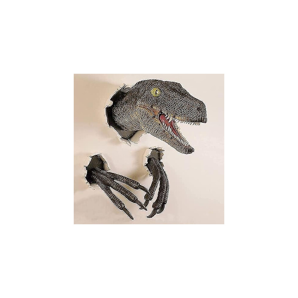 Velociraptor Statue Wall, Wall Mount Dinosaur Head Sculpture, Dinosaur Bust Hanging Prop Replica