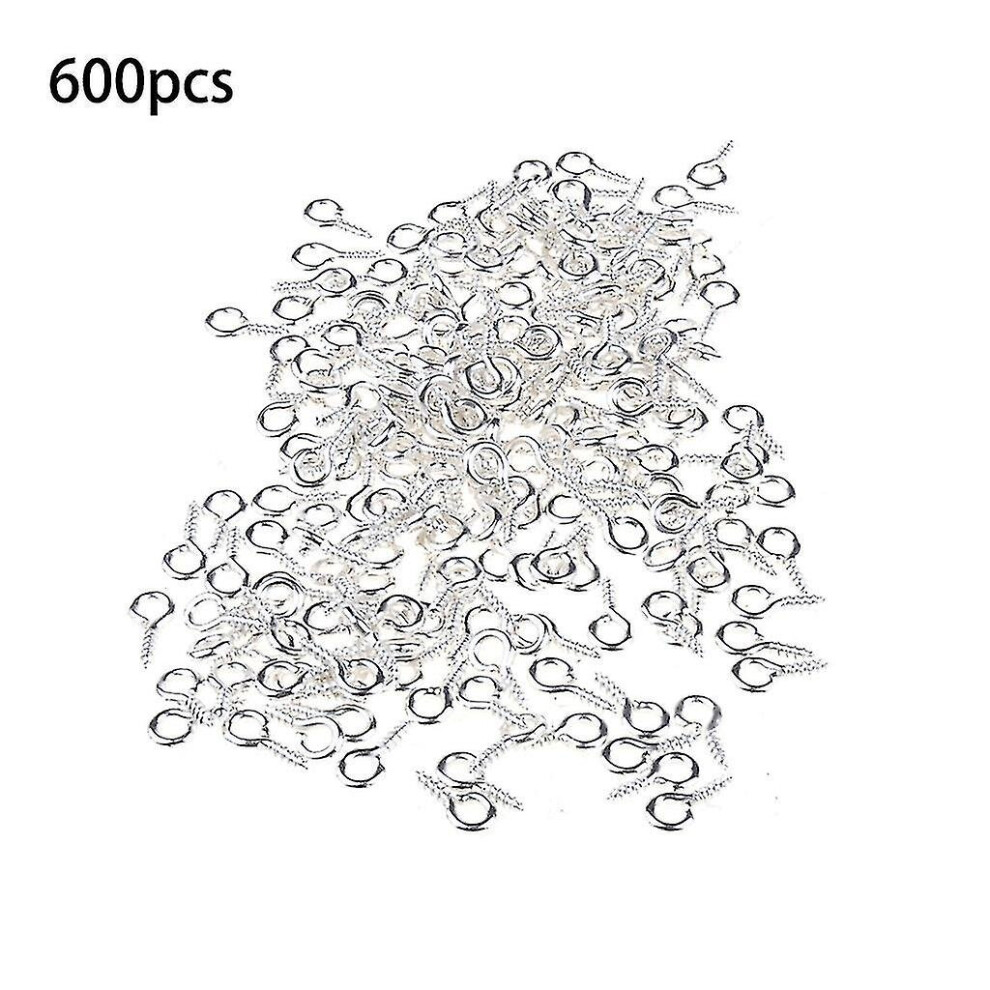 600 Mini Screw Eye Pin Peg Jewelry Small Screw Eye Pins, Eye Pins Hooks, Eyelets Screw Threaded Clasps Hooks Eye Screws Silver
