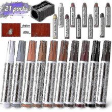 Furniture Repair Kit, 21 Pack Wood Filler Wood Repair Pen Furniture Repair Marker And Wax Stick With Sharpener Kit