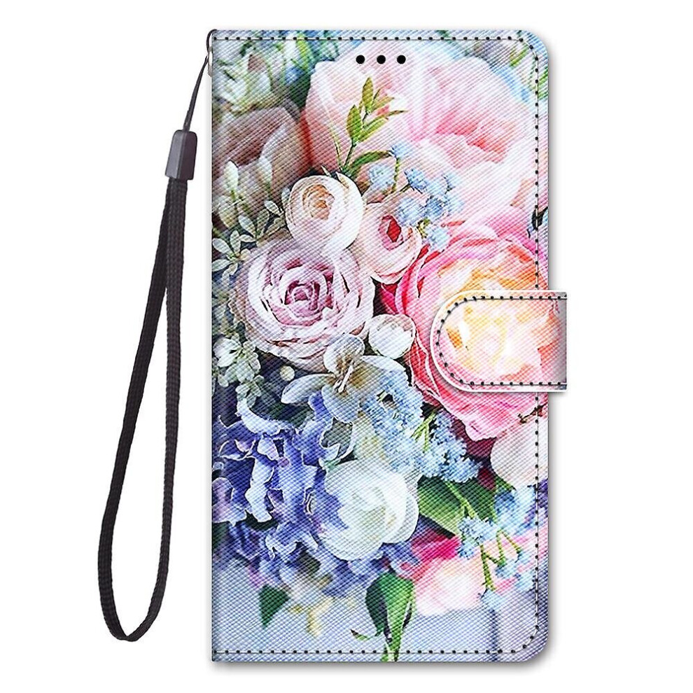 Case For Oppo A53 5g/a72 5g/a73 5g Painted Leather Cover Magnetic Closure - Bouquet