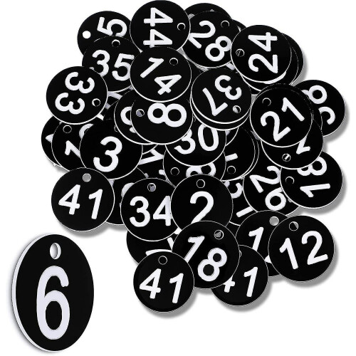 Black Number Tags 1-50 Plastic Numbered Tokens Plastic Table Numbers Numbered  (hs)