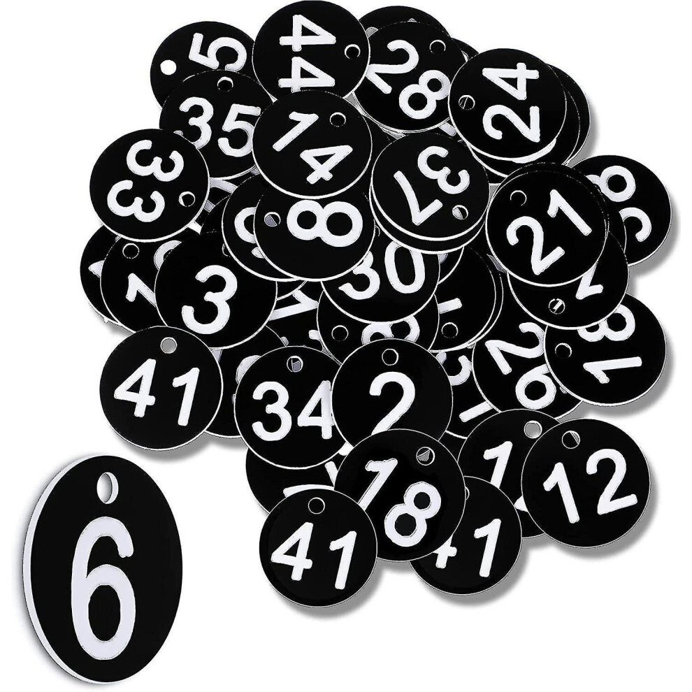 Black Number Tags 1-50 Plastic Numbered Tokens Plastic Table Numbers Numbered  (hs)