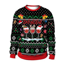 (B, L) Women Men Christmas Printed Funny Pullover Sweatshirt Party Tops
