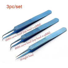 3pcs 11.5cm 6mm/8mm Curve Head/straight Head (top Head 0.15mm) Titanium Alloy Microsurgical Instruments Hair Transplant Forceps