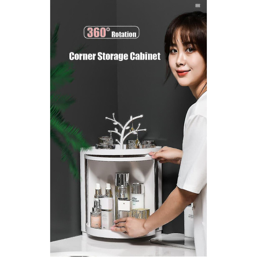 Plastic 360 Rotating Bathroom Storage Cabinet Corner Storage Organizer Holders
