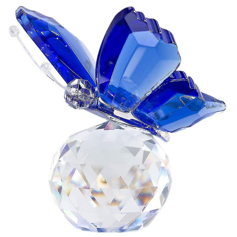 Crystal Flying Butterfly With Ball Base Figurine Art Glass Collection Ornament Statue Animal Paperweight