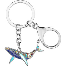 Enamel Alloy Cute Whale Keychain Ocean Keyrings For Women Girls Bag Wallet Charms Novelty