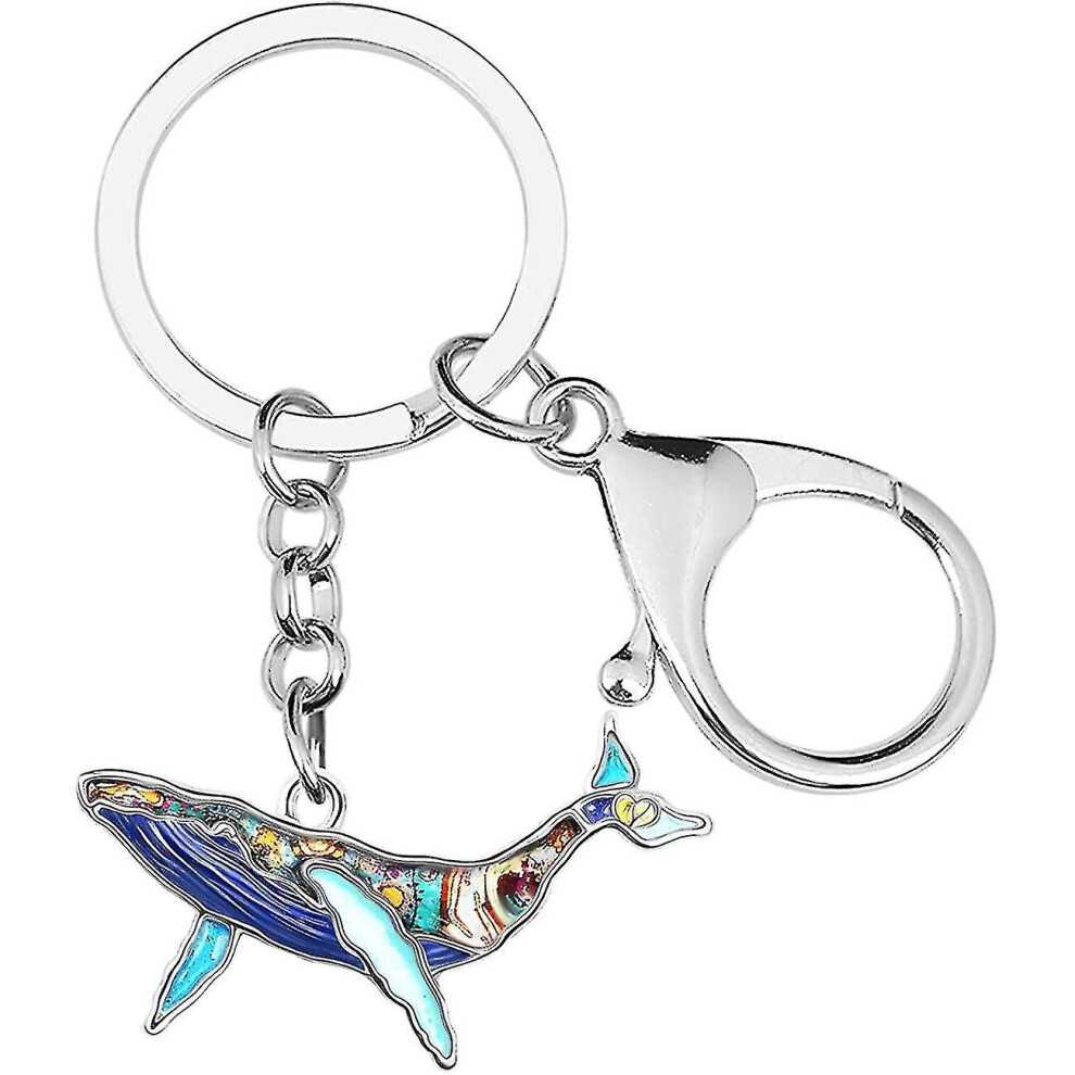 Enamel Alloy Cute Whale Keychain Ocean Keyrings For Women Girls Bag Wallet Charms Novelty
