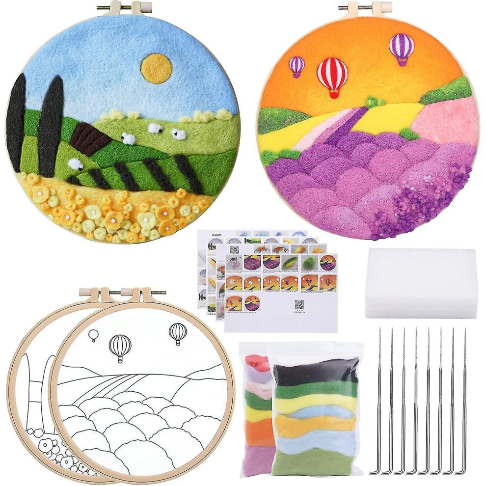 Wool Needle Felt Set Needle Felting Kit Felt Painting Kit With Wool Roving, Frame, Foam Pad, Felt Cloth Felt Needles, And Instructions, Needle Felt St