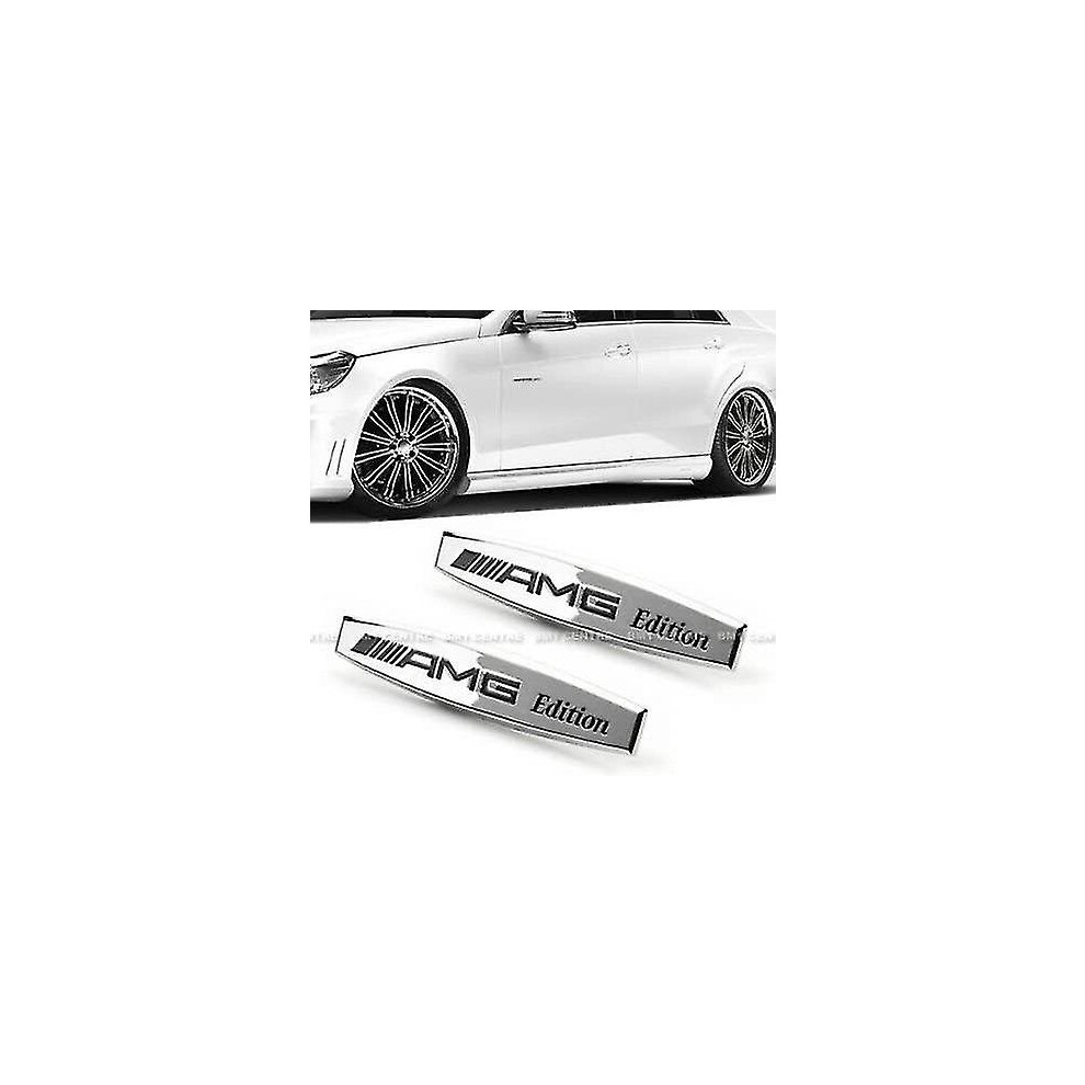 2 X Amg Edition Metal Side Wing Fender Badge Emblem Stickers For All Models Slr All Amgs W176 W204 W205