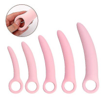 Inspire Silicone Dilator Graduated Kit - 5-Piece for Vaginal Strength & Comfort, Ergonomic Curved Design with Finger Loop