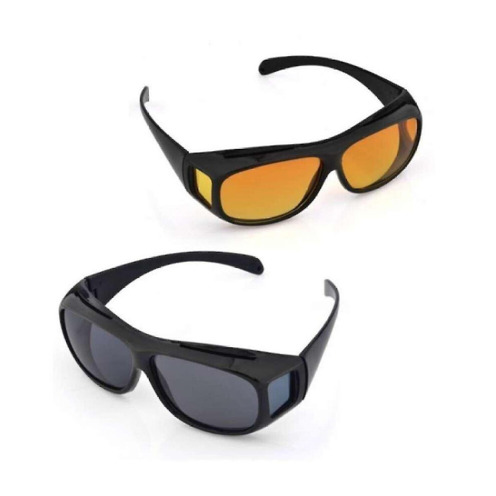 2 Pack Hd Night Day Vision Driving Wrap Around Anti Glare Sunglasses