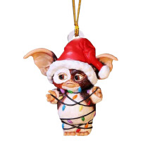 (D) Christmas Gremlins Gizmo Fairy Light Santa Hat Hanging Xmas Tree Ornament Decor