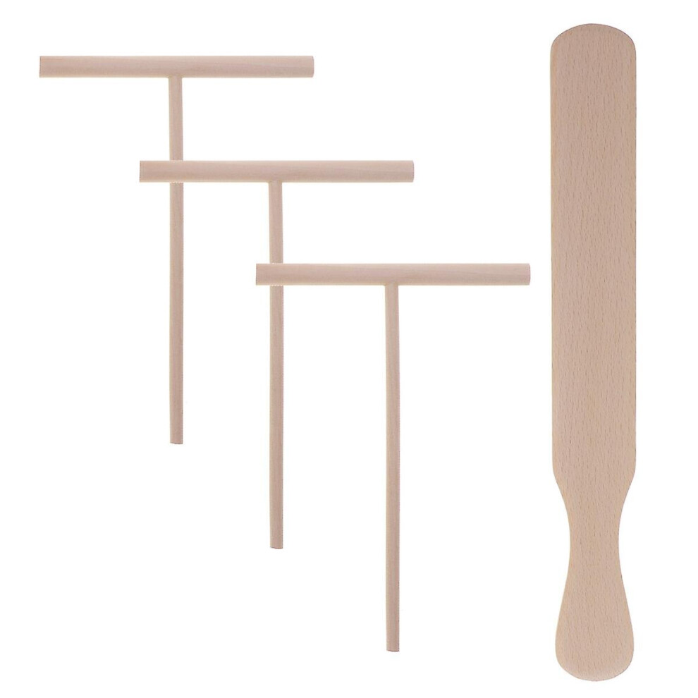 4 Pcs Wood Tools Crpe Maker Crepe Wooden Spreader Batter Spreader Handle Crepes Spreader Crepe Pan Maker
