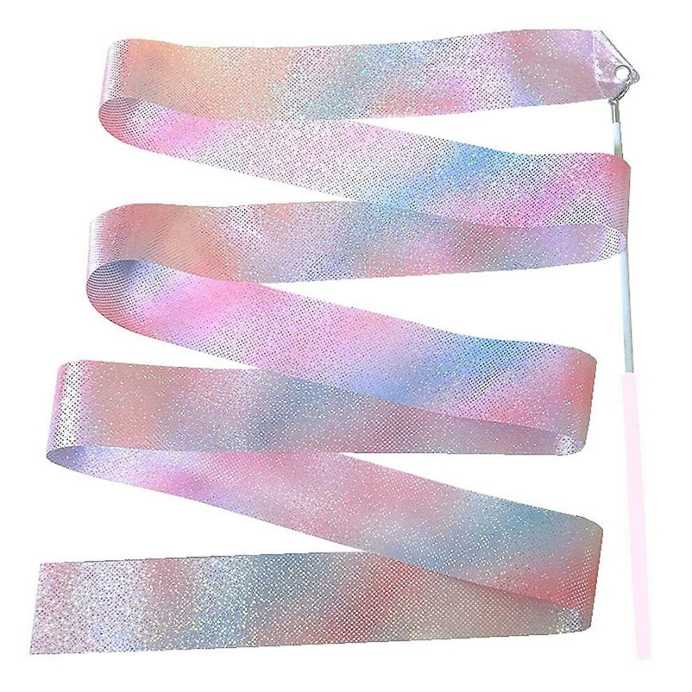 2m Flashing Star Gym Ribbons Dance Ribbon Rhythmic Art Ballet Streamer Twirling Rod Rainbow Stick