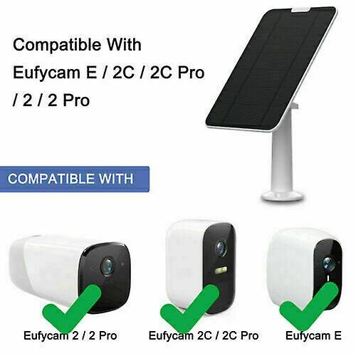 Solar Panel For Eufycam 2/2c/2c Pro/e/2 Pro 4w Mount Bracket 13ft Cable Black 1