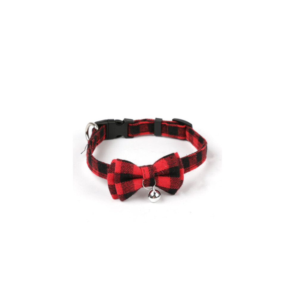 (Red) Adjustable Bow Tie Bell Necktie Puppy Dog Cat Pet Collar