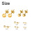 (Not Specified) 2X Unisex 9ct Solid Gold Pair Ball Round Ear Studs Earrings Piercing 3/4/5/6/8mm 1