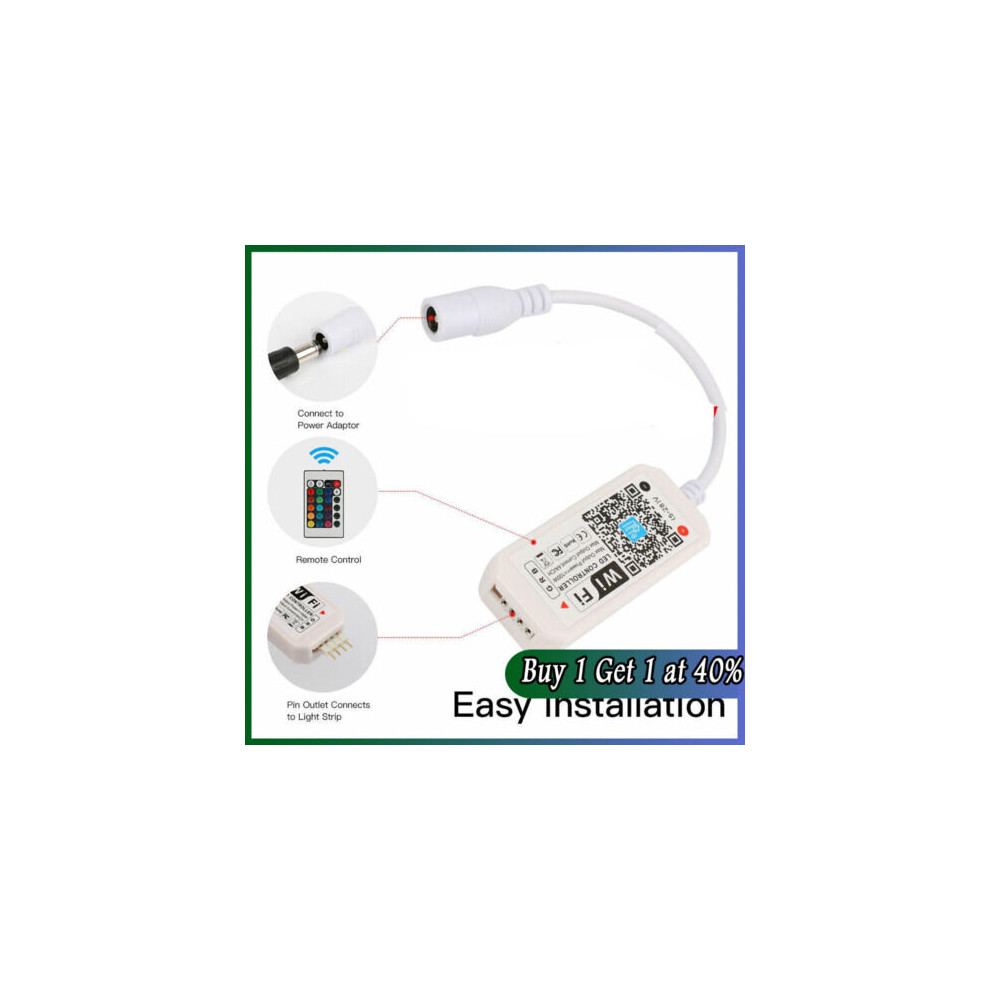 Smart WiFi LED Controller RGB Strip Lights App Control for Alexa Google Home UK