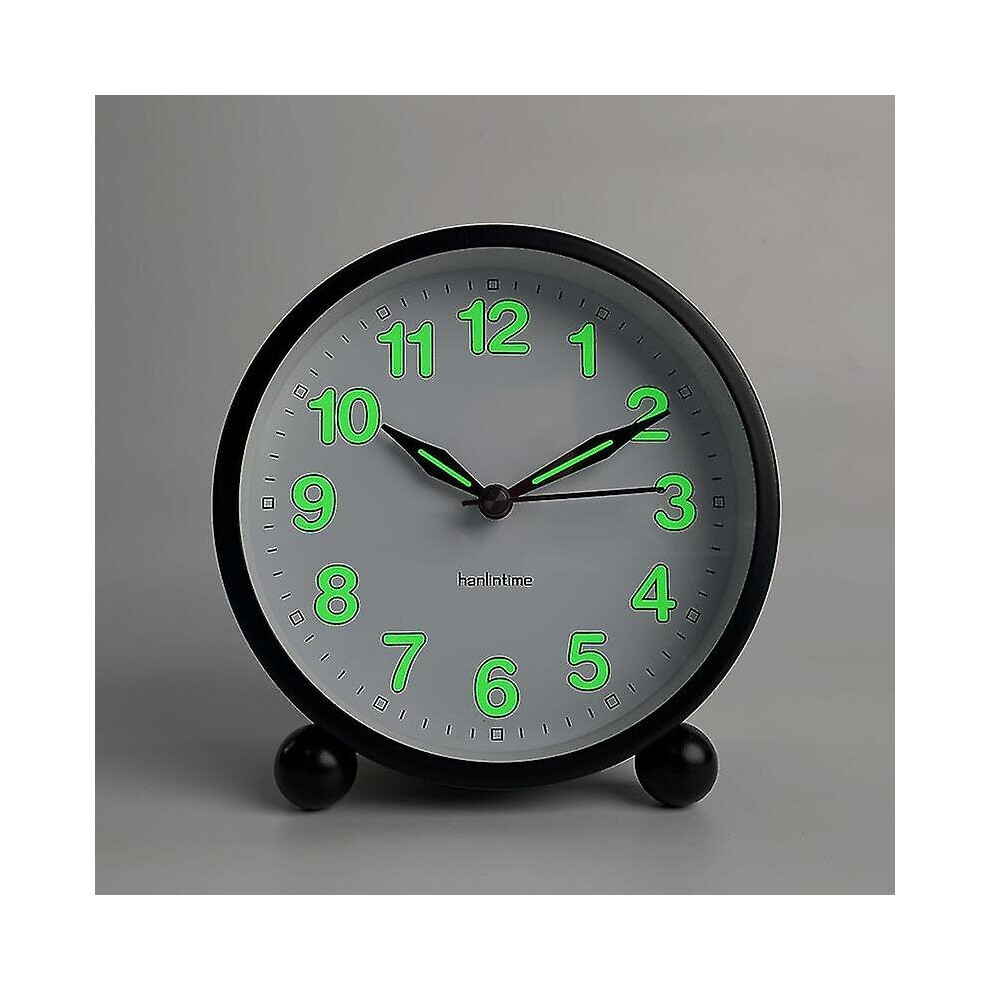 Silent Alarm Clock - Non Ticking Analog Alarm Clocks With Warm - Minimalistic Round Light