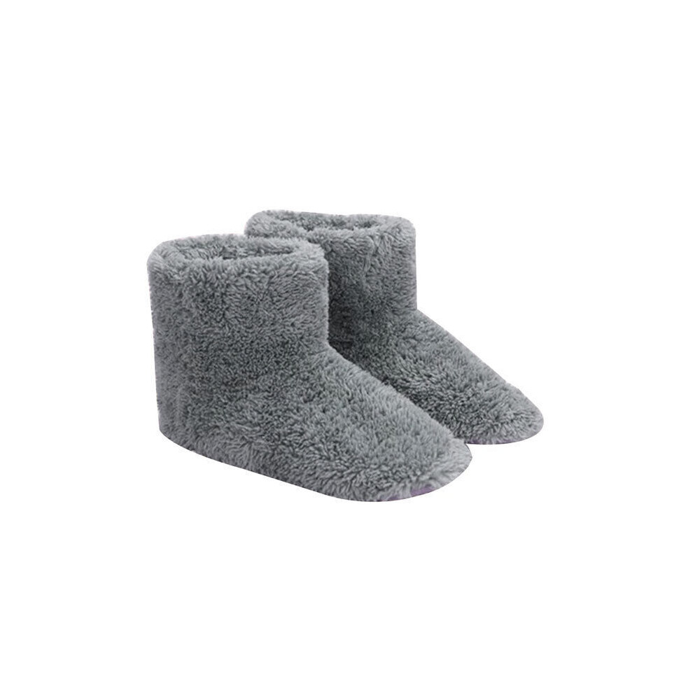 (  Grey) Winter USB Warmer Foot Shoe Plush Warm Electric Slipper Feet Heated Washable