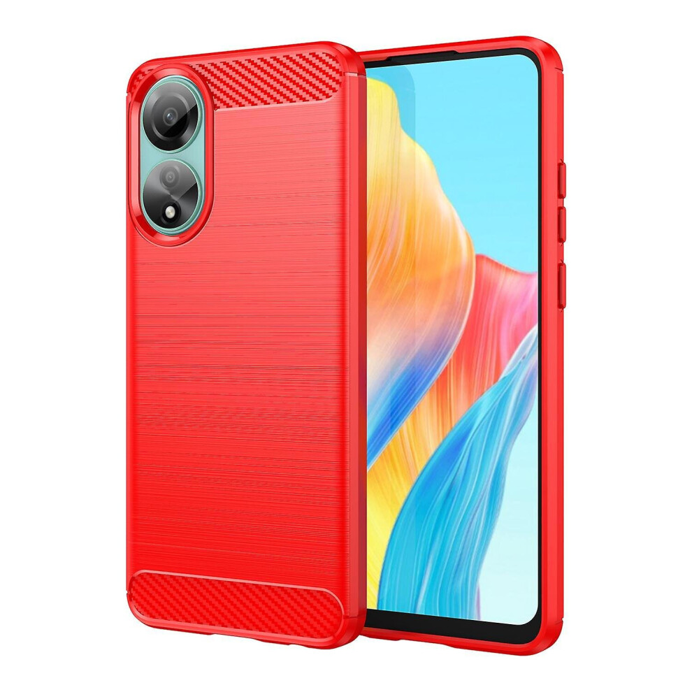 Protective Tpu Phone Case For Oppo A78 4G ,Carbon Fiber Texture Brushed Phone Cover- Red