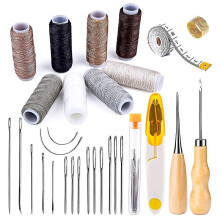 29 Pieces Leather Sewing Kit, Leather Sewing Upholstery Repair Kit With 8 Colors Sewing Thread, For