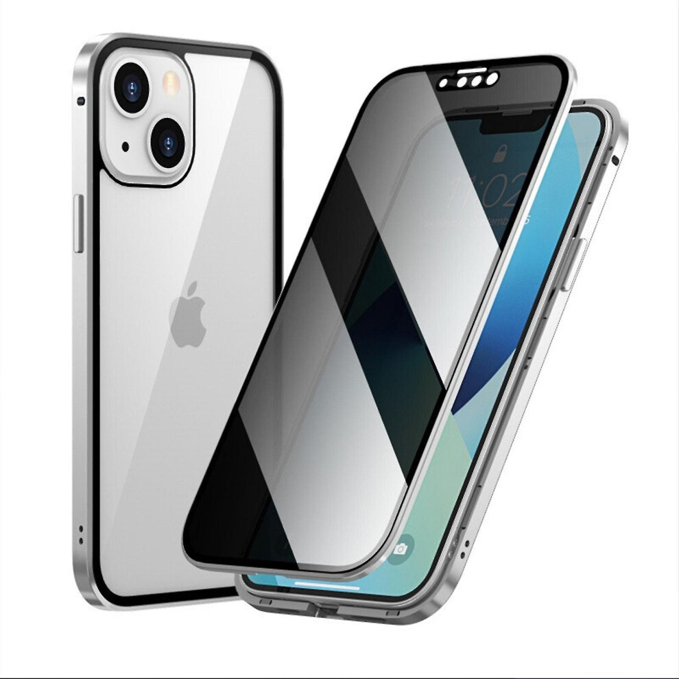 Anti-peep Privacy Case For Iphone 15/15 Pro/15 Plus/15pro Max Double Tempered Glass Cover With Metal Frame For Iphone 15 Series
