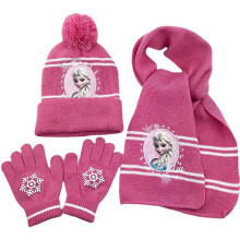 (A) 3pcs/set Kids Frozen Anna And Elsa Winter Hat Scarf Gloves Set Accessories Gifts