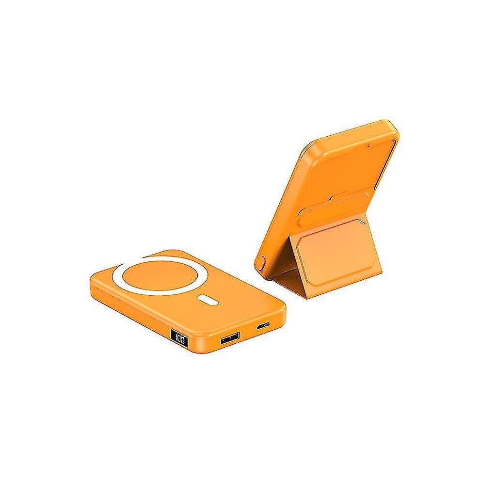 (Orange) Magnetic Wireless Portable Charger With Phone Stand,10000Mah Magnetic Wireless Power Bank For Iphone Magsafe Orange 9130527352878