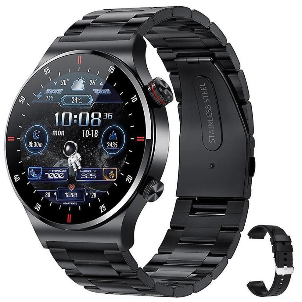 ( With Steel) Smart Watch Fitness Tracker With Blood Pressure/Blood Oxygen/Heart Rate/Sleep Monitor,Smartwatch For Android Ios 1.28" Gifts Black 9344605469154