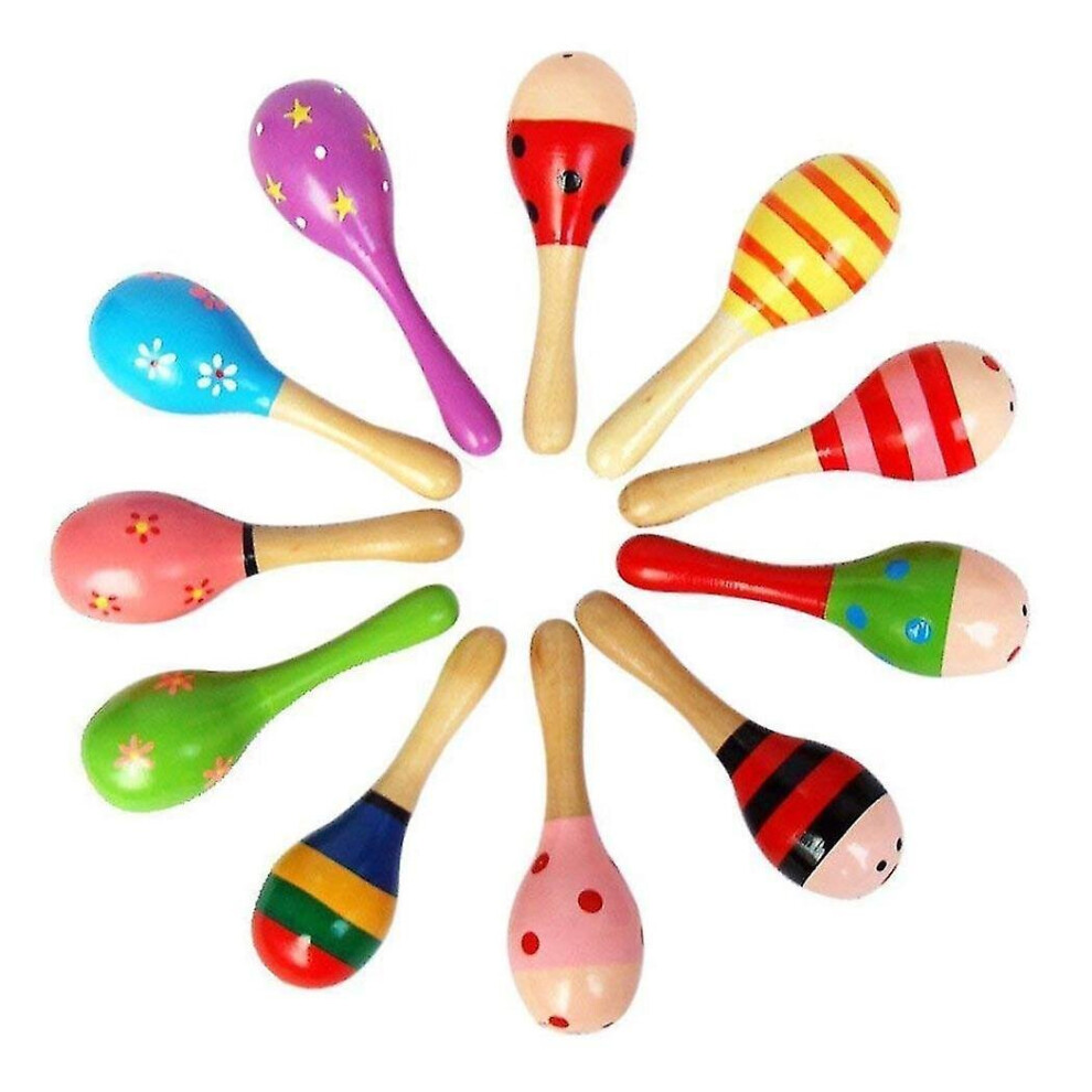 10 Pcs Wooden Wood Maraca Rattles Shaker Percussion Kids Musical Toy , Maracas 10, 36 Months Up