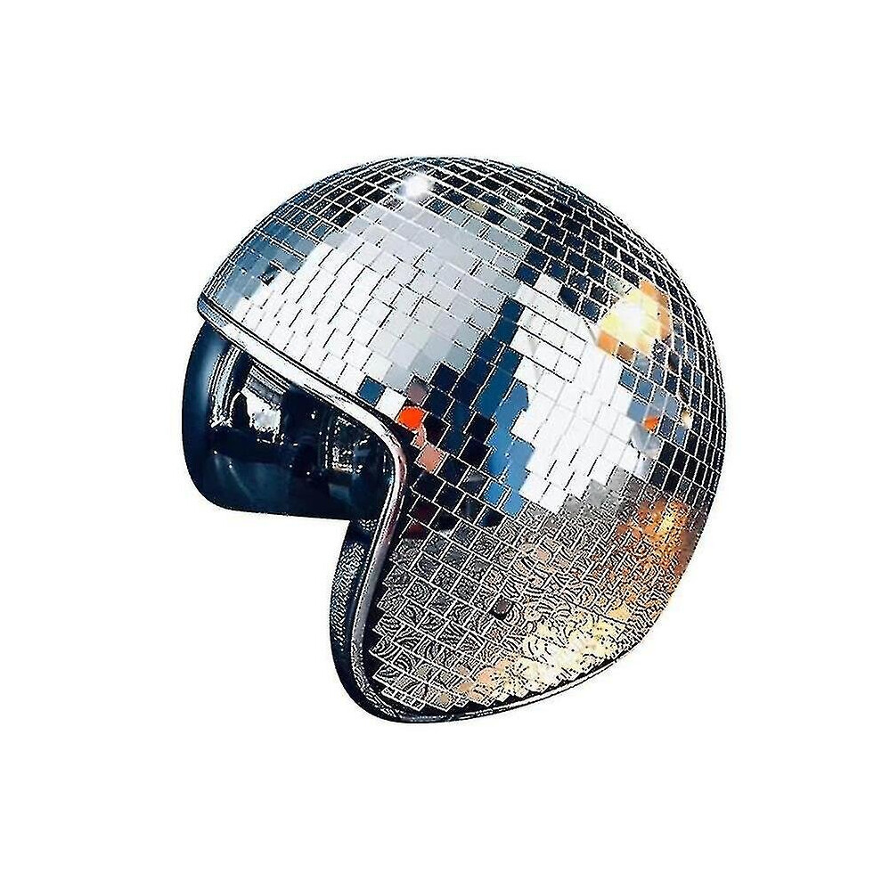 (Silver) Disco Ball Helmet With Retractable Visor For Nightclub Cool Props
